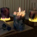Handmade Blue & White Dried Flower Scented Candles Artisanal Home Decor & Aromatherapy Gift