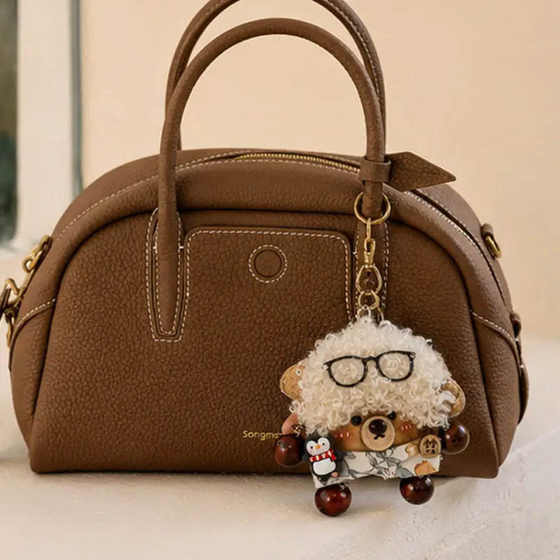 Handmade Natural Nerdy Bear Pod Bag Charm Pod Curly Bear Doll Pendant