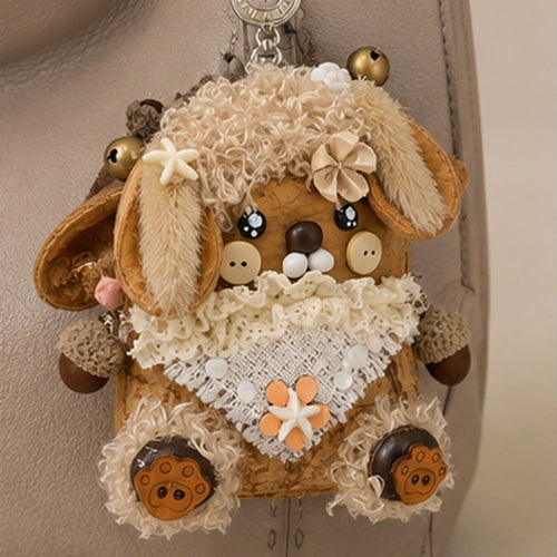 Bear & Sheep Double-sided Soybean Pod Doll Bag Charm Handicrafts Natural Plant Bean Pod Artwork