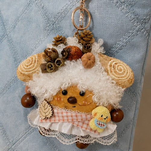 Handmade Natural Pod Fluffy Ndearing Lamb Doll Pendant Cottagecore Plant Bag Charm