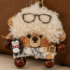 Handmade Natural Nerdy Bear Pod Bag Charm Pod Curly Bear Doll Pendant