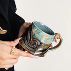 Vintage Crackled Glaze Ceramic Mug with Unique Shape Luxury Ceramic Cup Drinkware