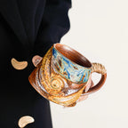 Vintage Crackled Glaze Ceramic Mug with Unique Shape Luxury Ceramic Cup Drinkware