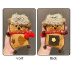 Cute Dual-Face Soybean Pod Doll Purse Charm Fluffy Hair Glasses & Scarf Decorated Natural Plant Bean Pod Doll