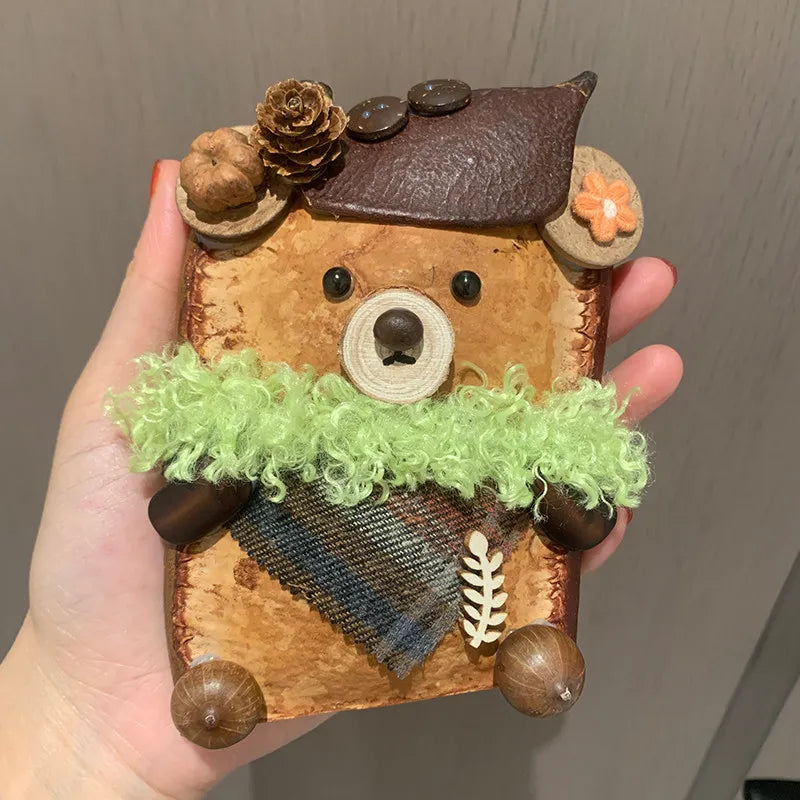 Natural Plant Double Bean Pod Doll Handbag Charm Handmade DIY Adorable Bear Pod Doll Toy