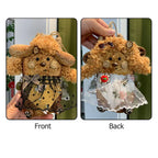 Double-sided Soybean Pod Dog Doll Bag Charm Natural Plant Plush Pod Craft with Fluffy Ears & Stylish Dresses