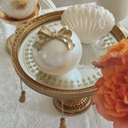 French Baroque Tassel Mirror Candle Tray Antique Gold Resin Candle Holder