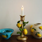 Bougeoir en résine de style européen, motif citron, peint à la main, décoration estivale.