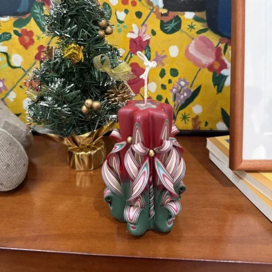 Hand Carved Scented Candle Unique Sculptural Candle Gift for Christmas