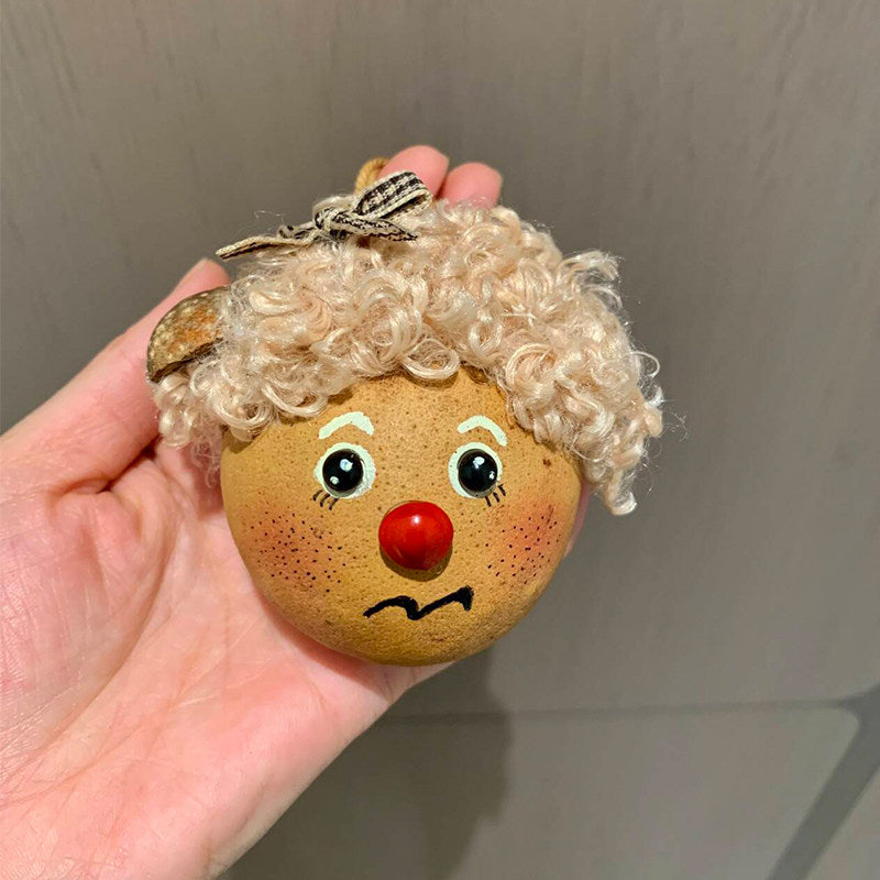 Whimsical Fuzzy Clown Pod Doll Bag Charm Handmade Natural Pod Clown Doll Backpack Pendant