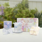 Iris Blue Dried Flower Scented Candle Gift Set with Tray & Tea Lights Handmade Soy Wax Candle