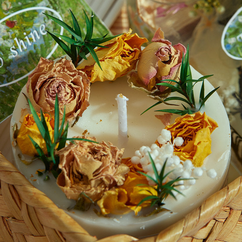 Handmade Blue Wind Chime Dried Flower Scented Candle Gift Set