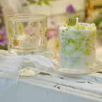 Fairy Trail Green Dried Flower Scented Candle Gift Set with Holder & Tea Lights Handmade Soy Wax Candle