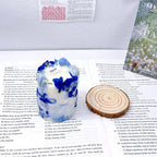 Blue Tone Rose Scented Candle Gift Set Artisan Soy Wax Candle with Real Flowers
