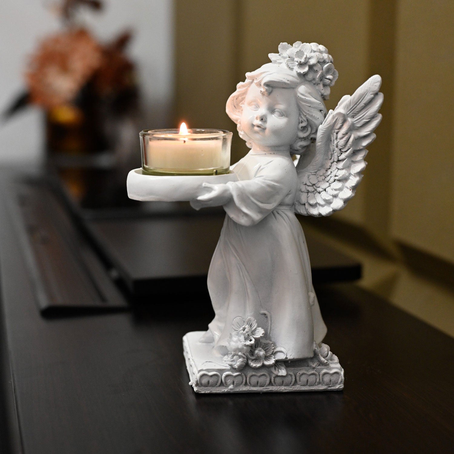 Angel Wing Candle Holder French-Style Distressed Candle Holder Vintage Tabletop Ornament