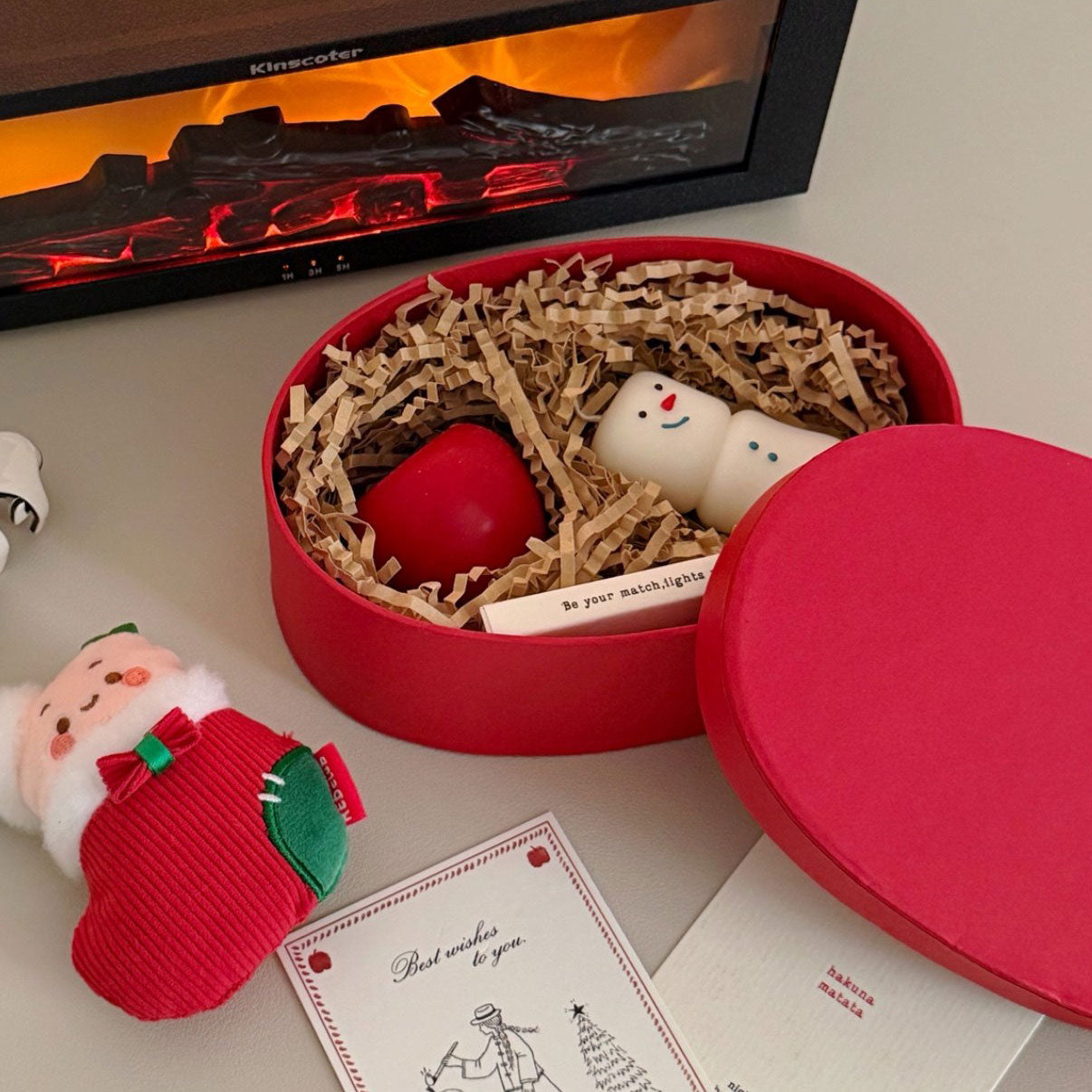 Christmas Snowman & Apple Scented Candle Gift Set Handmade Soy Wax Candles