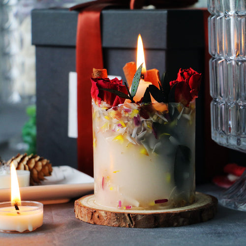 Handmade Dried Rose Aromatherapy Candle Gift Box Natural Ingredient Scented Candles
