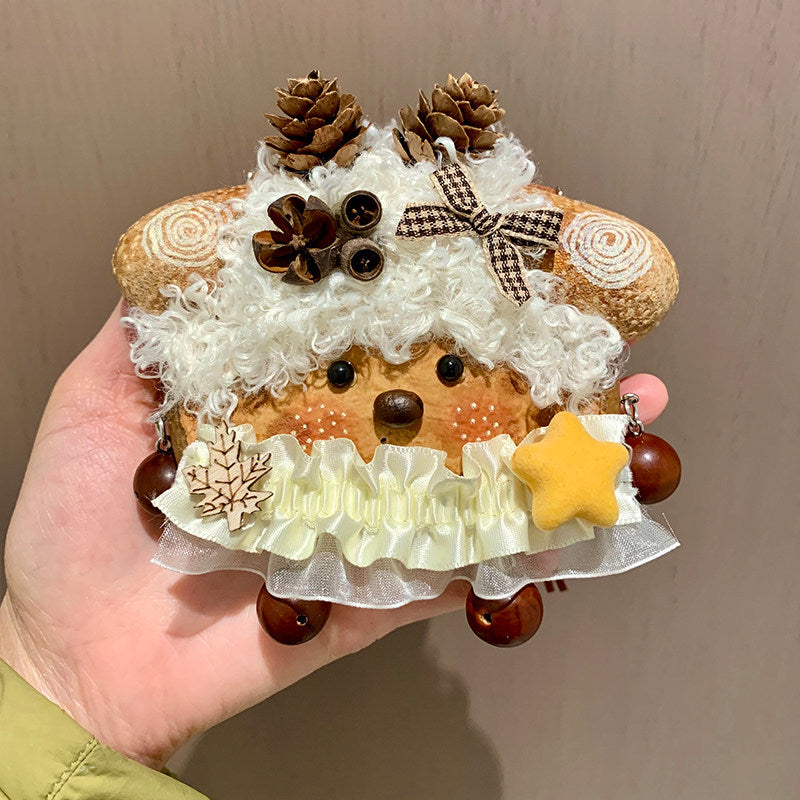 Woodland-Inspired Fuzzy Pod Doll Charm with Natural Pinecone Handmade Cute Pod baby Bag Decorative