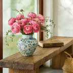 Hand Painting Iris Ceramic Vase Retro Chinese-Style Pottery Flower Vase