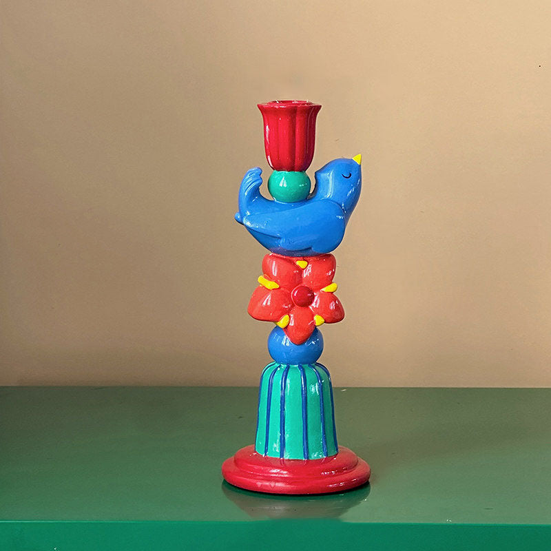 Bougeoir à dopamine style années 50, support à bougie vintage en résine colorée