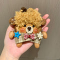 Handmade Natural Pod Doll Bag Charm Pendant with Red Plaid Bow Clothes