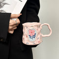 Charming Irregular Ditsy Flower Ceramic Mug Unique Cute Pottery Tea Cup