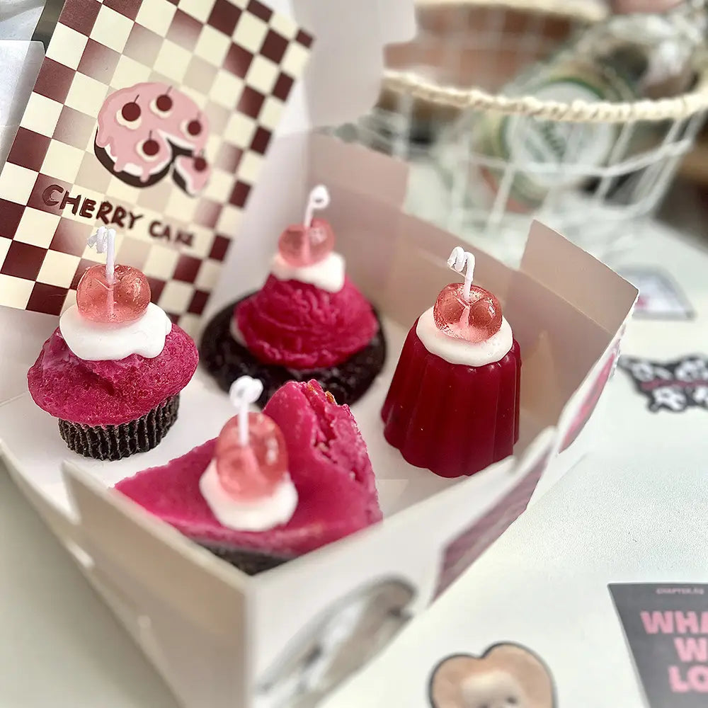 Cherry Dessert Scented Candle Gift Adorable Sweet-Inspired Aromatherapy Candles in a Decorative Box