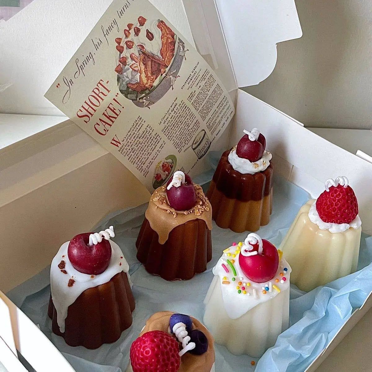 Adorable Mini Fake Cake Scented Candles Gift Set Cute Small Aromatherapy Candles Birthday Present in Box