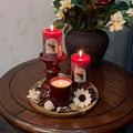 Red Rose Scented Candle Set Natural Soy Wax Candle with Wooden Tray & Holder
