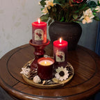 Red Rose Scented Candle Set Natural Soy Wax Candle with Wooden Tray & Holder