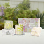 Fairy Trail Green Dried Flower Scented Candle Gift Set with Holder & Tea Lights Handmade Soy Wax Candle