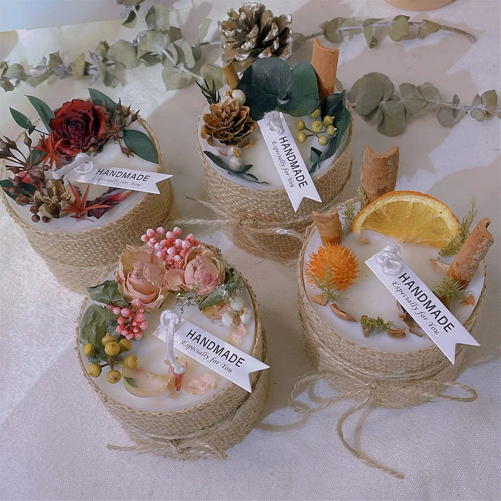 Dried Flower Scented Soy Candle Gift Set Luxury Women Birthday Artistic Candles
