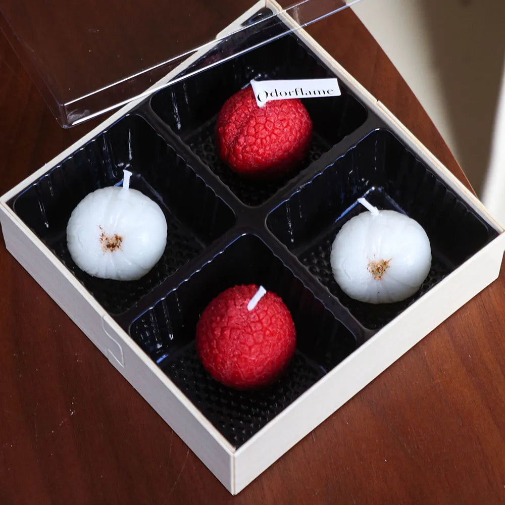 Simulated Litchi Shaped Scented Candle Set Fruit Home Decor Aromatherapy Candles