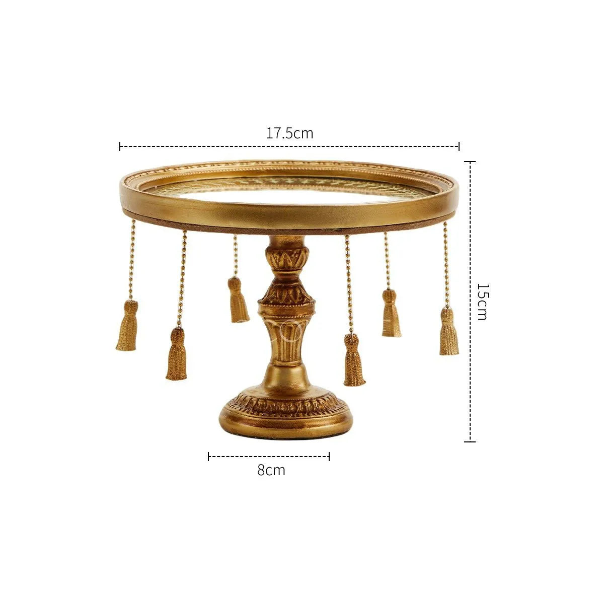 French Baroque Tassel Mirror Candle Tray Antique Gold Resin Candle Holder