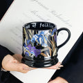 French Pottery Retro Iris Mug Hand-Painted Floral Ceramic Coffee Cup for Home & Office