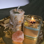 Vintage White Cylinder Scented Candle Pure Beeswax Candle with Herbs