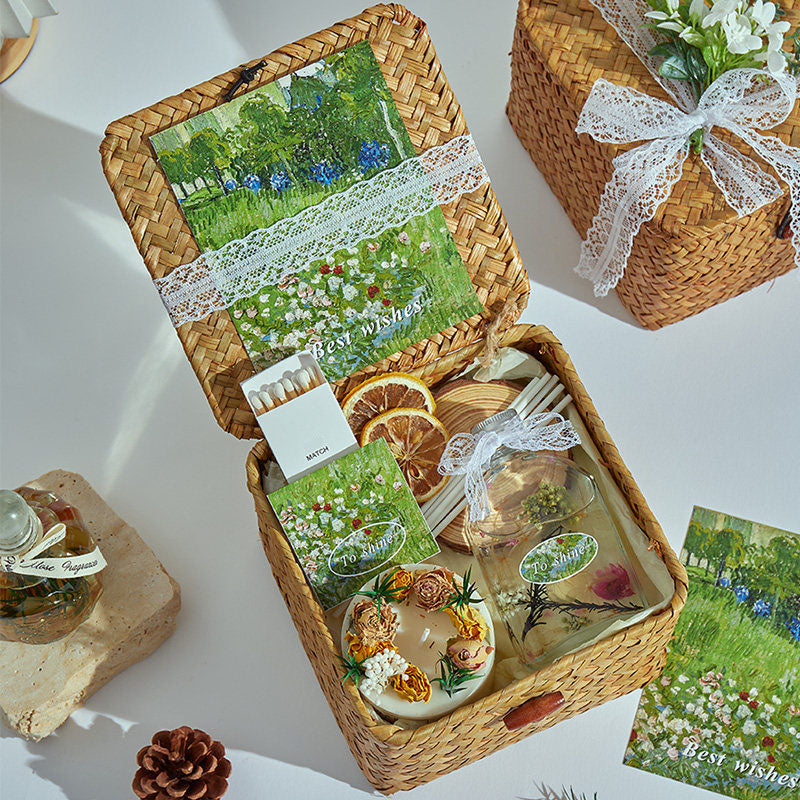 Handmade Blue Wind Chime Dried Flower Scented Candle Gift Set