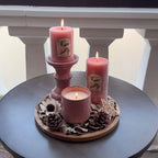 White Peach Oolong Scented Candle Set with Wooden Tray Ceramic Holder Candle