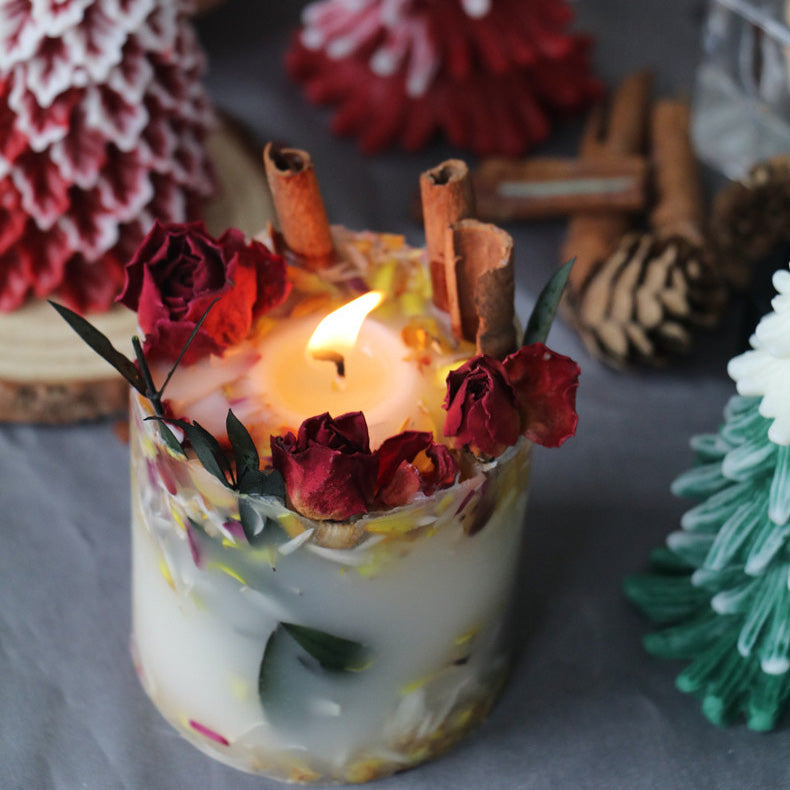 Handmade Dried Rose Aromatherapy Candle Gift Box Natural Ingredient Scented Candles