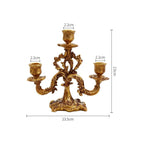 French Baroque Triple Candle Holder Antique Gold Resin Candle Stand