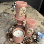 White Peach Oolong Scented Candle Set with Wooden Tray Ceramic Holder Candle