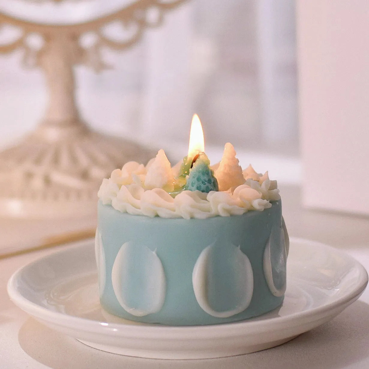Green Memory Cake Scented Candle Unique Birthday Soy Wax Dessert Candle Gift