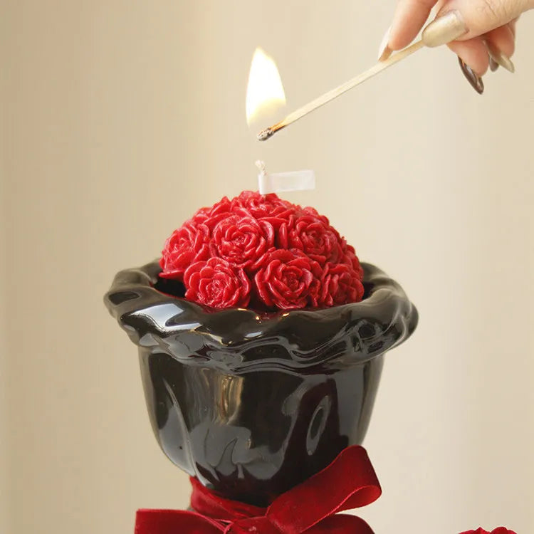 Handmade Rose Bouquet Scented Candle Gift Set Birthday Wedding Proposal Artistic Candles