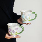 Hand-Painted Tulip Ceramic Mug Creative Floral Coffee Cup High-Quality Tea & Water Cup