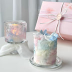Iris Blue Dried Flower Scented Candle Gift Set with Tray & Tea Lights Handmade Soy Wax Candle