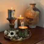 Handmade Scented Candle Set with Ceramic Holder Pine & Lavender Fragrance Candle