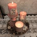 White Peach Oolong Scented Candle Set with Wooden Tray Ceramic Holder Candle