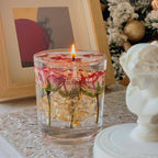 Premium Jelly Wax Scented Candle with Real Dried Roses Sleep & Bedroom Aromatherapy Dried flower Candles