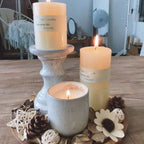 English Pear & Freesia Scented Candle Set with Wooden Tray & Holder