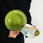 Elegant Jasmine Ceramic Coffee Cup & Saucer Set Painted Floral Latte Mug Birthday & Party Favors Gift